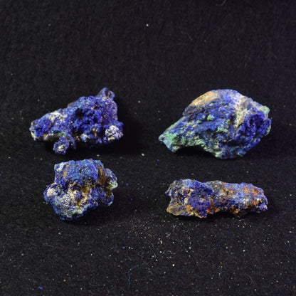 Raw Azurite Malachite Crystal Cluster Specimens from Mexico - 4 Count - 50 grams