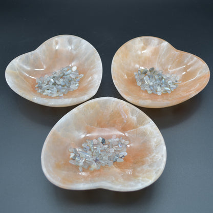 14.5cm Orange Selenite Heart Charging Bowl - 1 Count