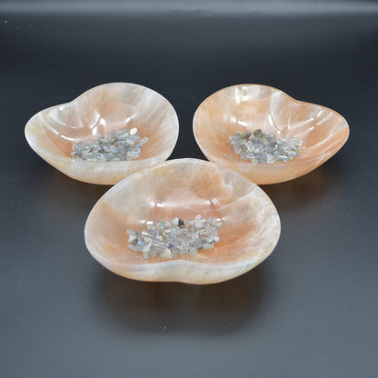 14.5cm Orange Selenite Heart Charging Bowl - 1 Count