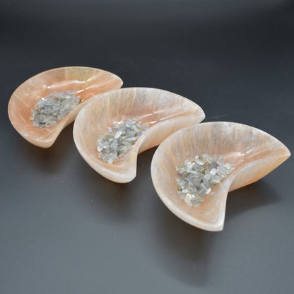 Orange Selenite Moon Charging Bowl - 14.5cm - 1 Count