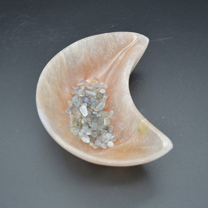 Orange Selenite Moon Charging Bowl - 14.5cm - 1 Count