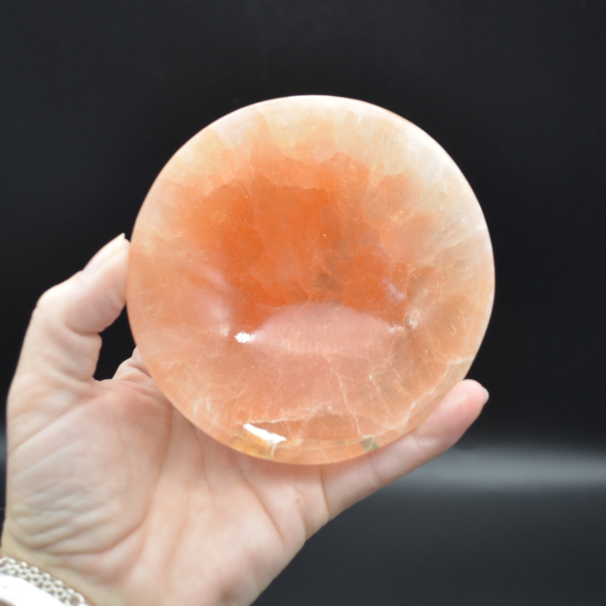 Orange Selenite Round Charging Bowl - 10cm - 1 Count