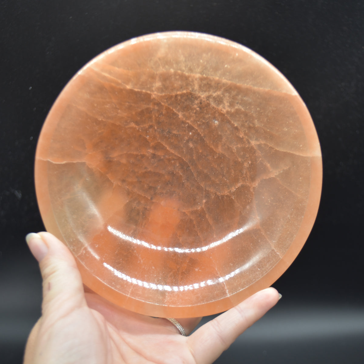 14.5cm Large Orange Selenite Round Charging Bowl - 1 Count
