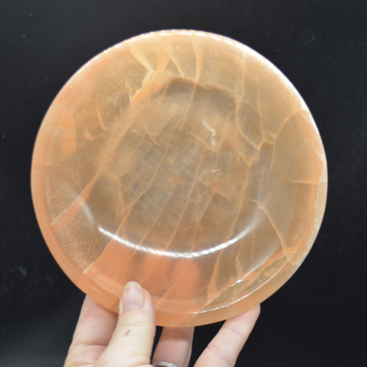 14.5cm Large Orange Selenite Round Charging Bowl - 1 Count