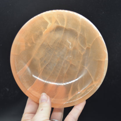 14.5cm Large Orange Selenite Round Charging Bowl - 1 Count