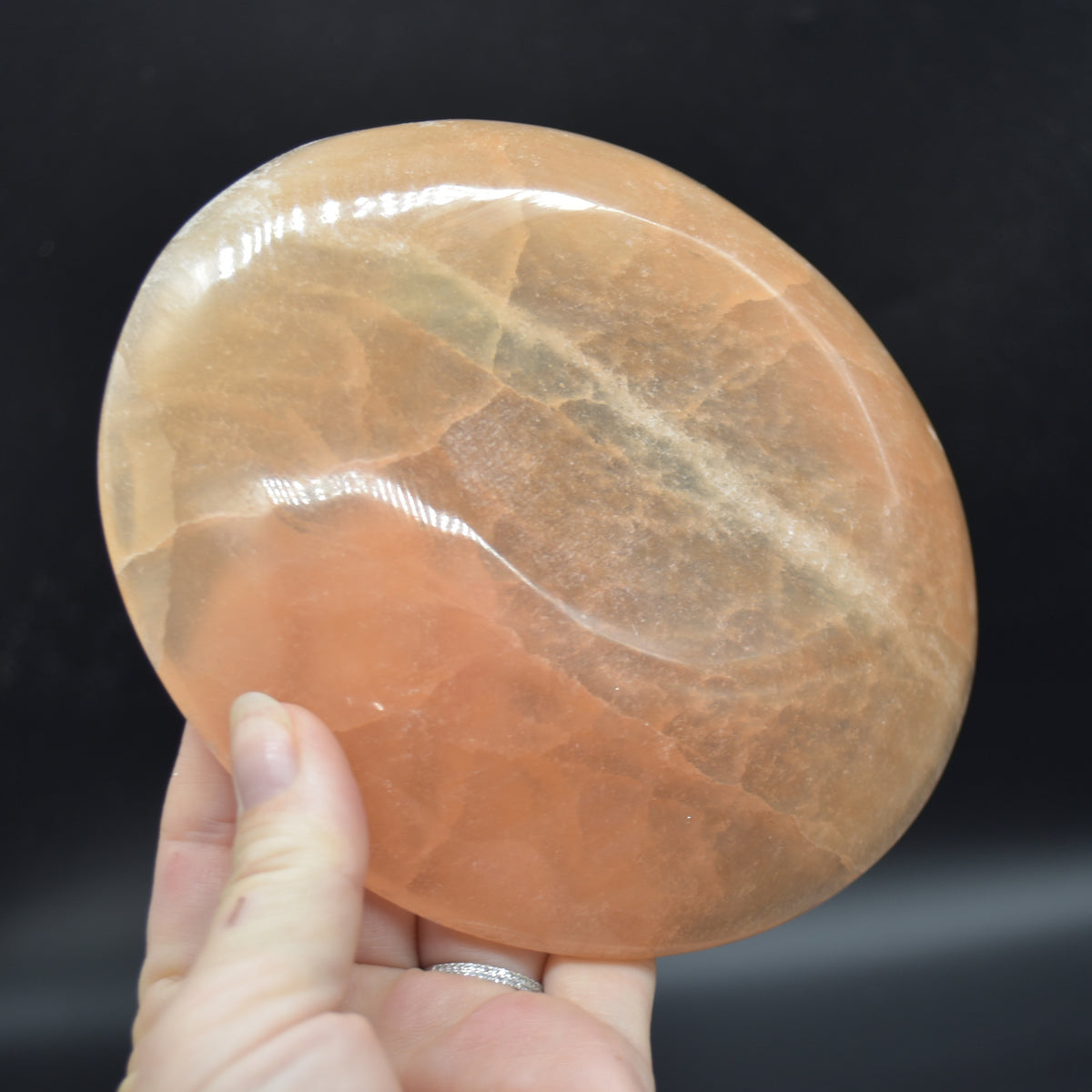 14.5cm Large Orange Selenite Round Charging Bowl - 1 Count