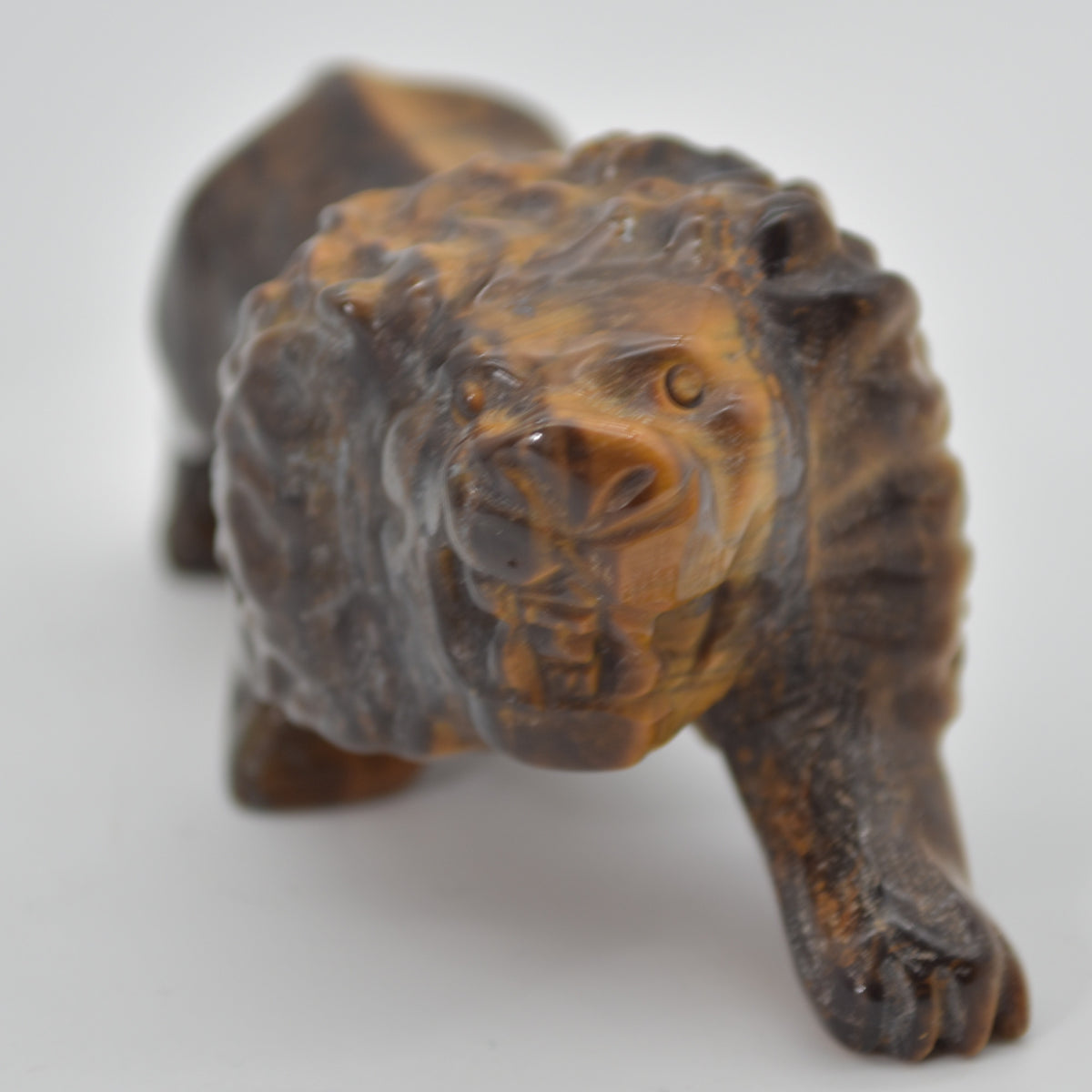 Tiger Eye Gemstone Carving - Lion - 9.5cm - #01