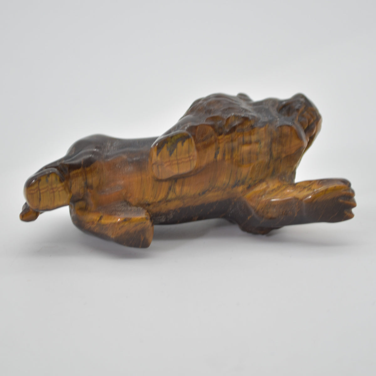 Tiger Eye Gemstone Carving - Lion - 9.5cm - #01