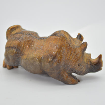 Tiger Eye Gemstone Carving - Rhino - 10.5cm - #01