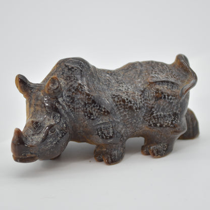 Tiger Eye Gemstone Carving - Rhino - 10.5cm - #01