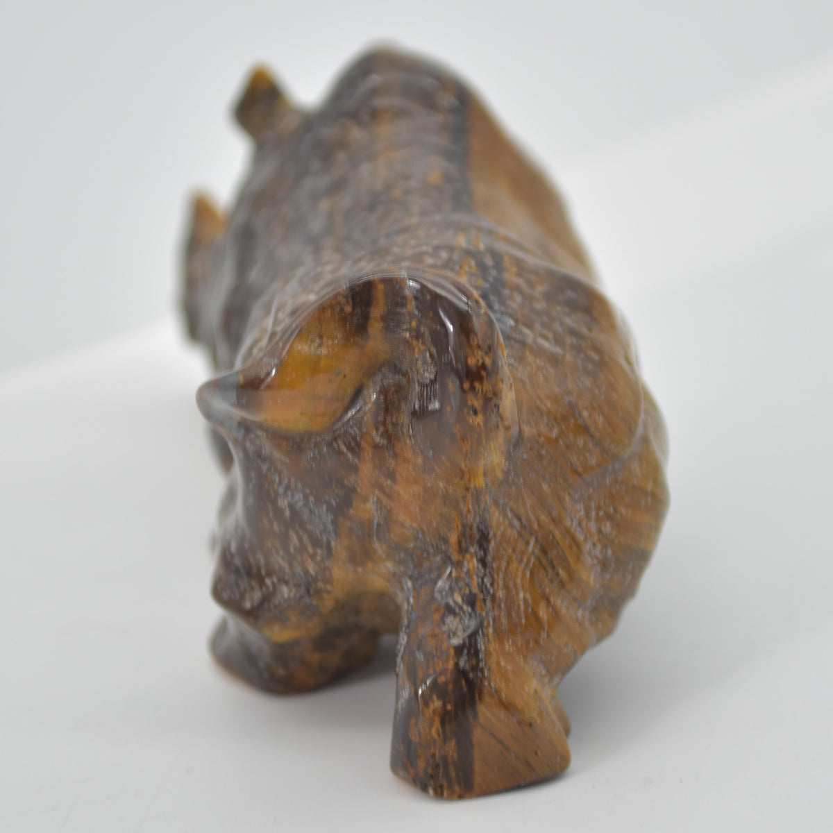 Tiger Eye Gemstone Carving - Rhino - 10.5cm - #01