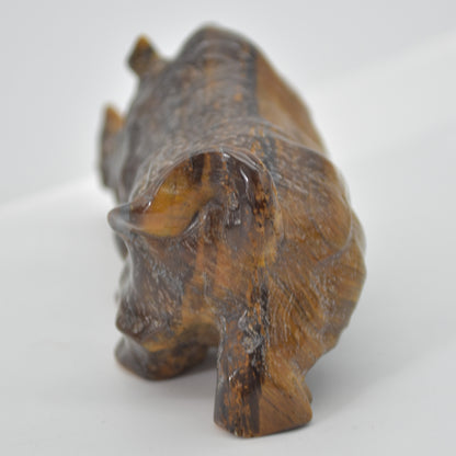 Tiger Eye Gemstone Carving - Rhino - 10.5cm - #01