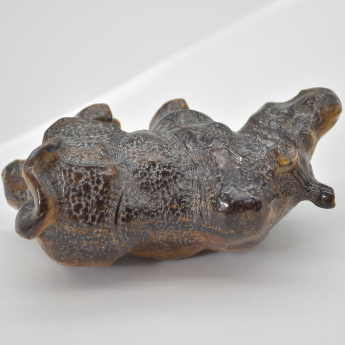 Tiger Eye Gemstone Carving - Rhino - 10.5cm - #01