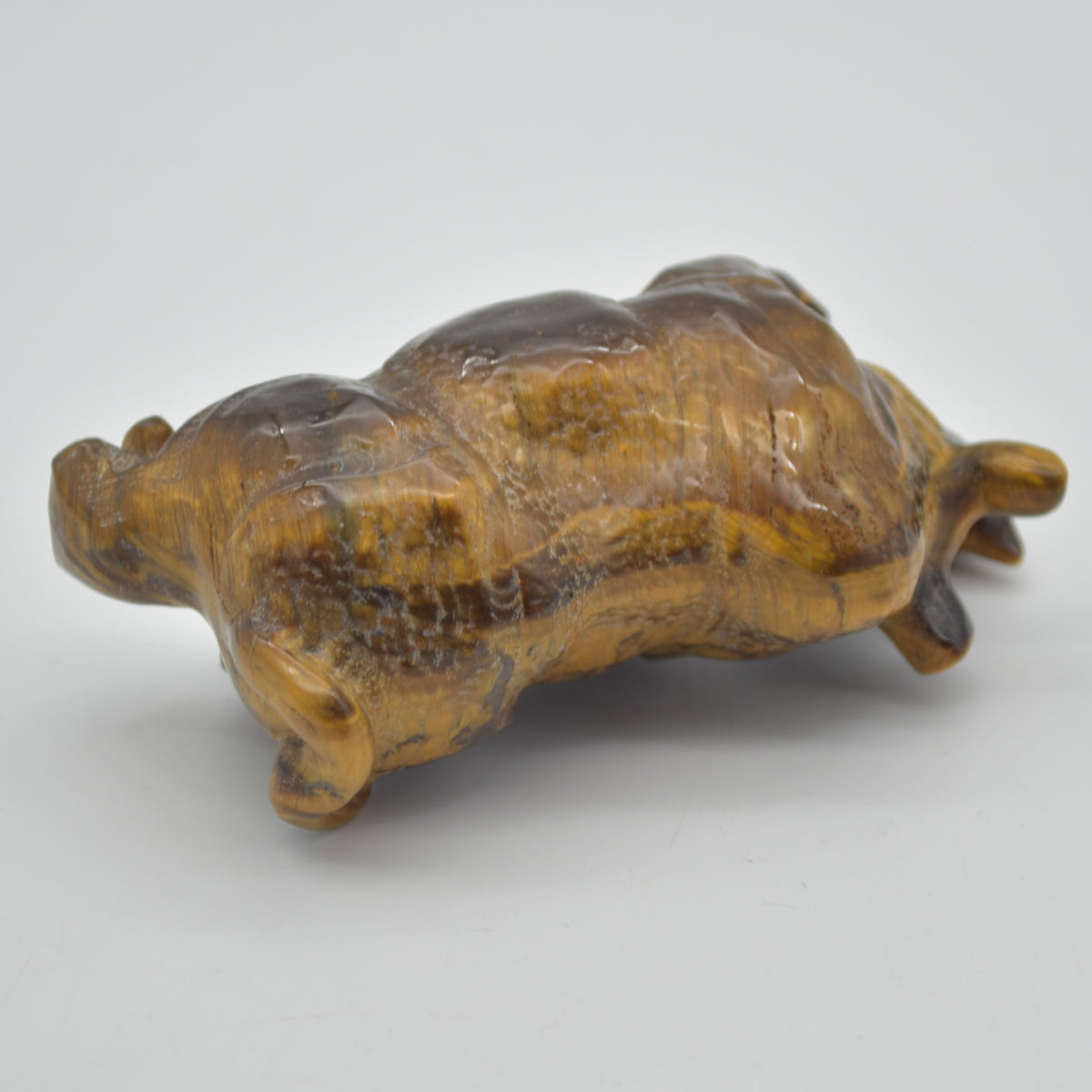 Tiger Eye Gemstone Carving - Rhino - 9.8cm - #02