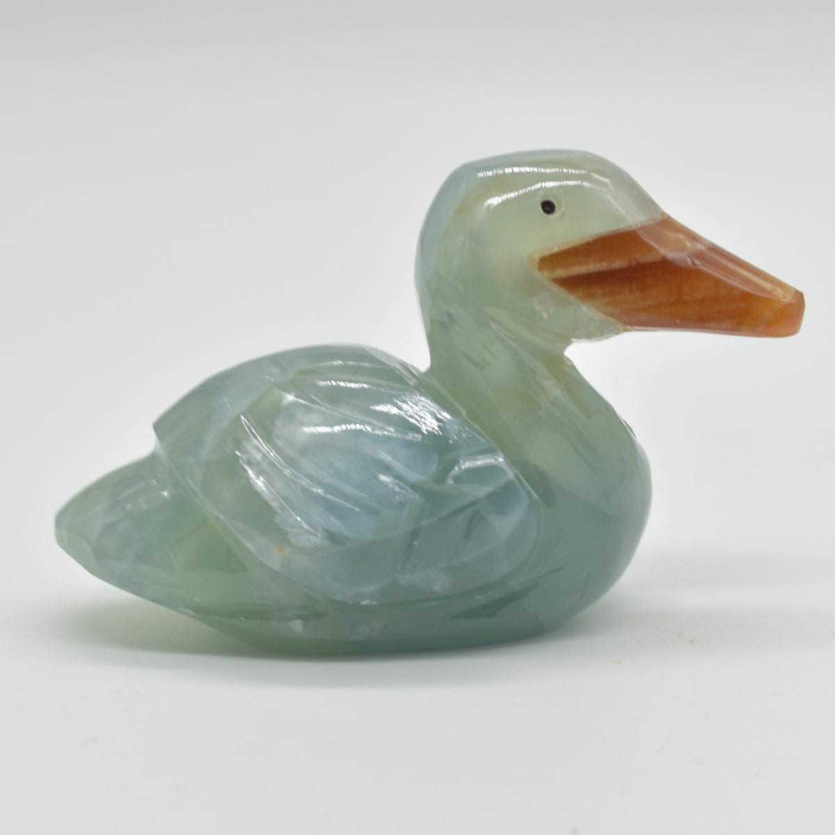 Blue Onyx (Lemurian Aquatine Calcite) Crystal Carved Duck - 237 grams #02
