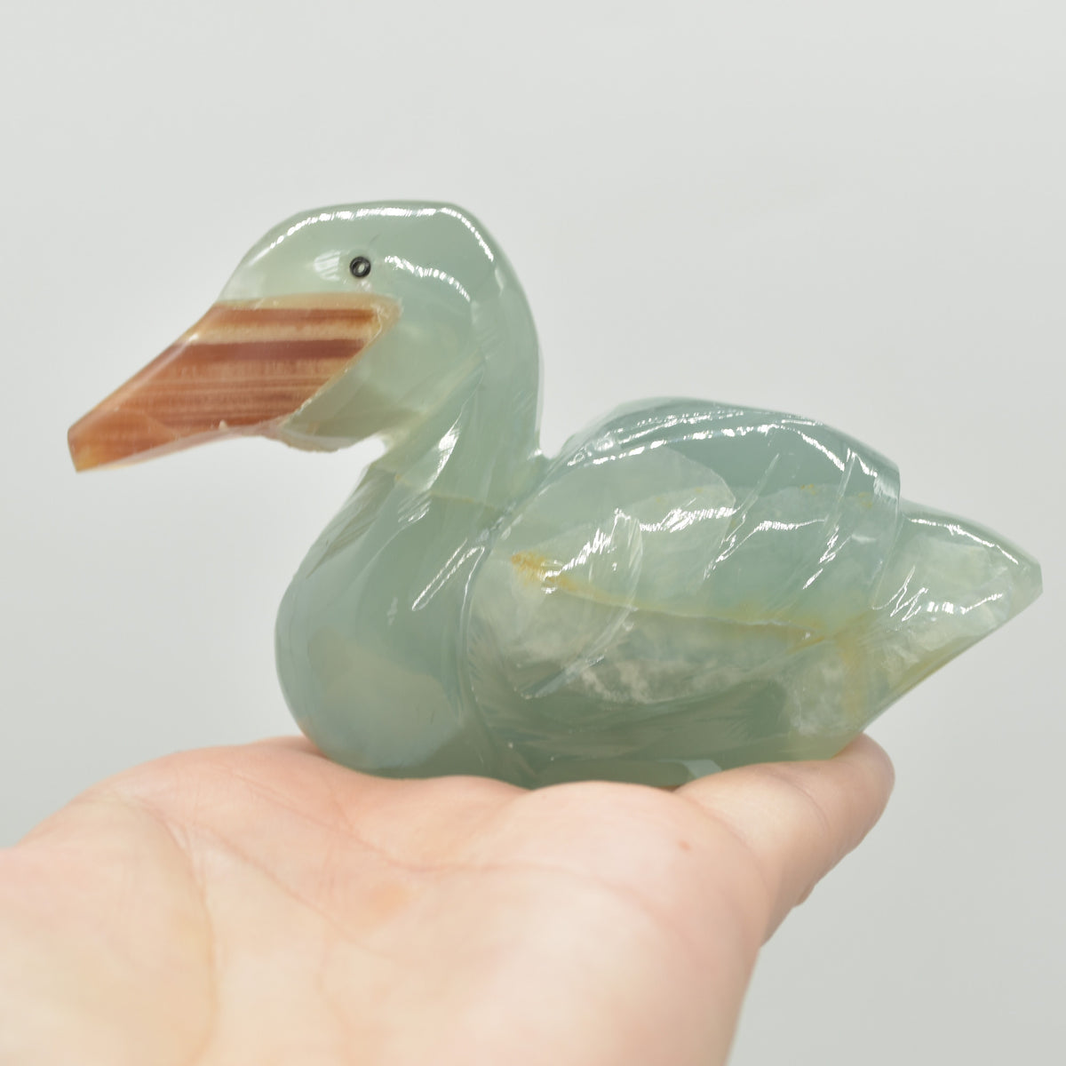 Blue Onyx (Lemurian Aquatine Calcite) Crystal Carved Duck - 237 grams #02
