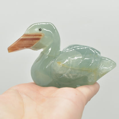 Blue Onyx (Lemurian Aquatine Calcite) Crystal Carved Duck - 237 grams #02