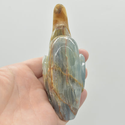 Blue Onyx (Lemurian Aquatine Calcite) Crystal Carved Duck - 191 grams #07