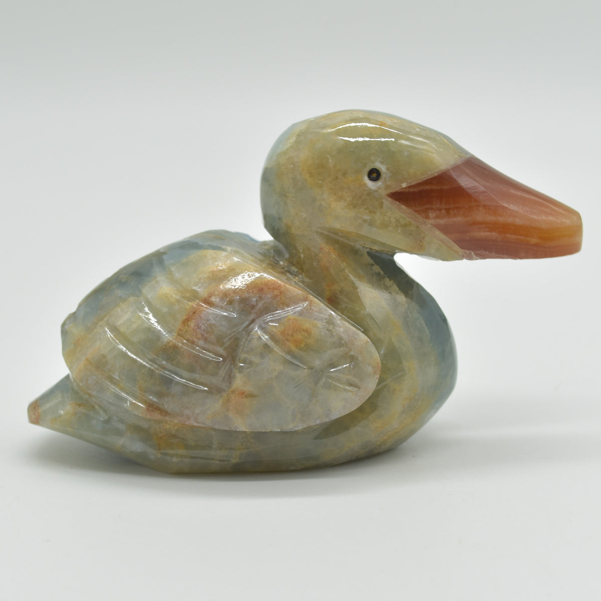 Blue Onyx (Lemurian Aquatine Calcite) Crystal Carved Duck - 293 grams #08