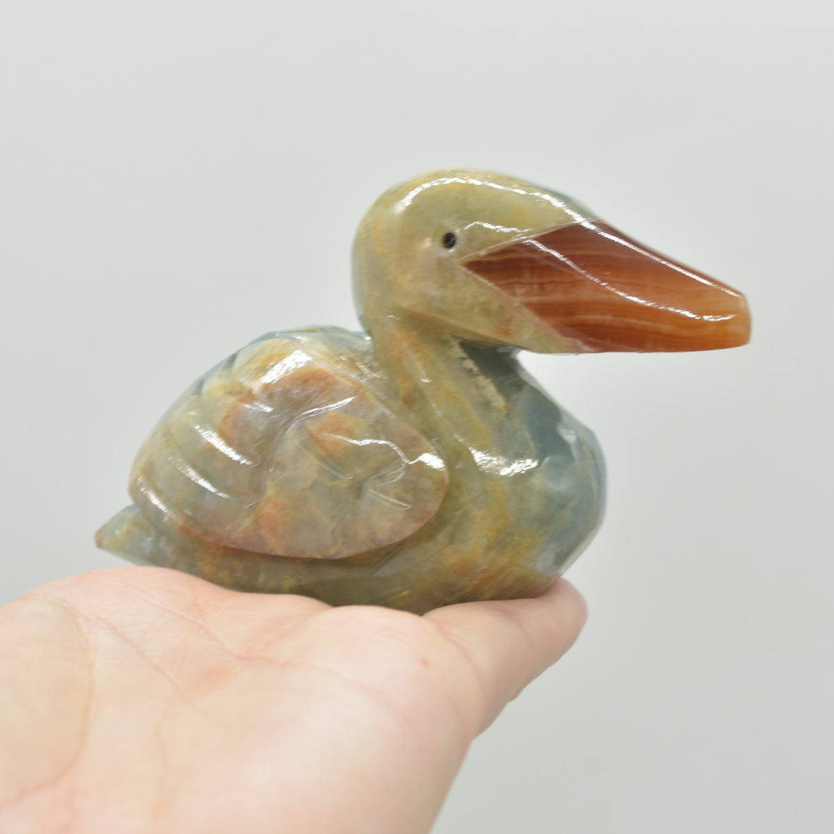 Blue Onyx (Lemurian Aquatine Calcite) Crystal Carved Duck - 293 grams #08