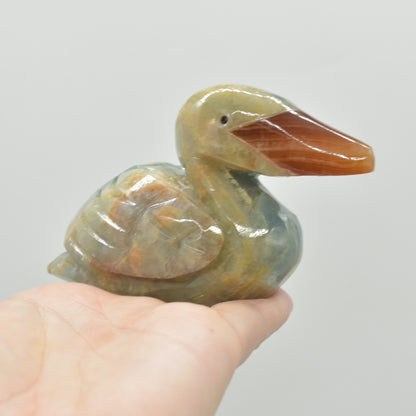 Blue Onyx (Lemurian Aquatine Calcite) Crystal Carved Duck - 293 grams #08