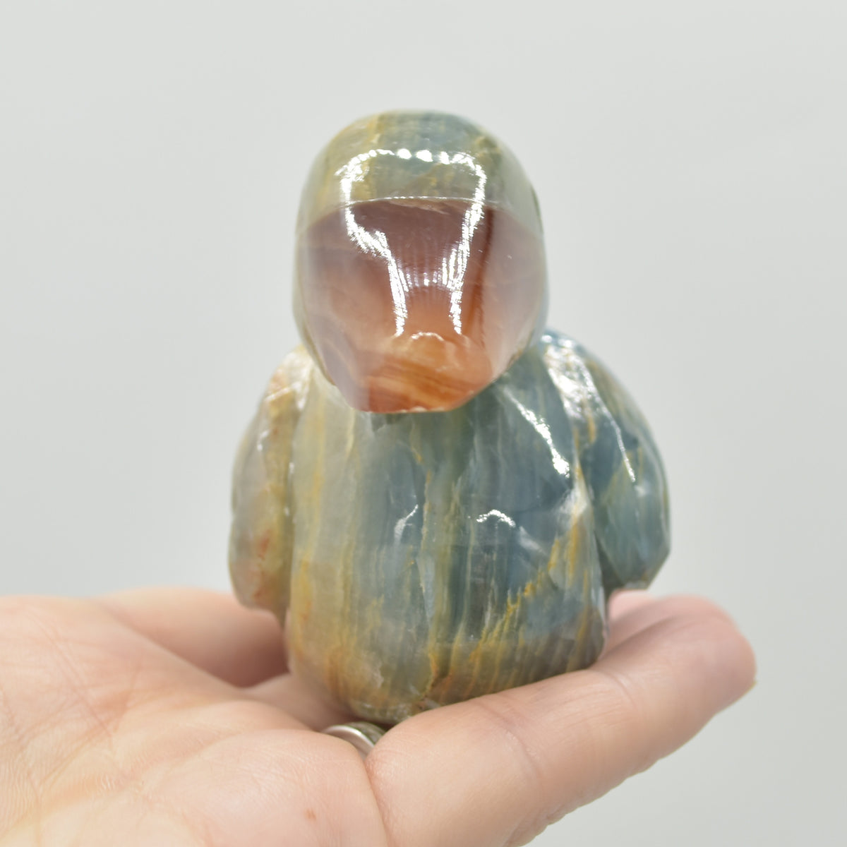 Blue Onyx (Lemurian Aquatine Calcite) Crystal Carved Duck - 293 grams #08
