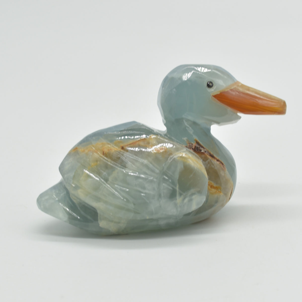 Blue Onyx (Lemurian Aquatine Calcite) Crystal Carved Duck - 194 grams #09