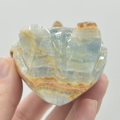 Blue Onyx (Lemurian Aquatine Calcite) Crystal Carved Owl - 287 grams #06