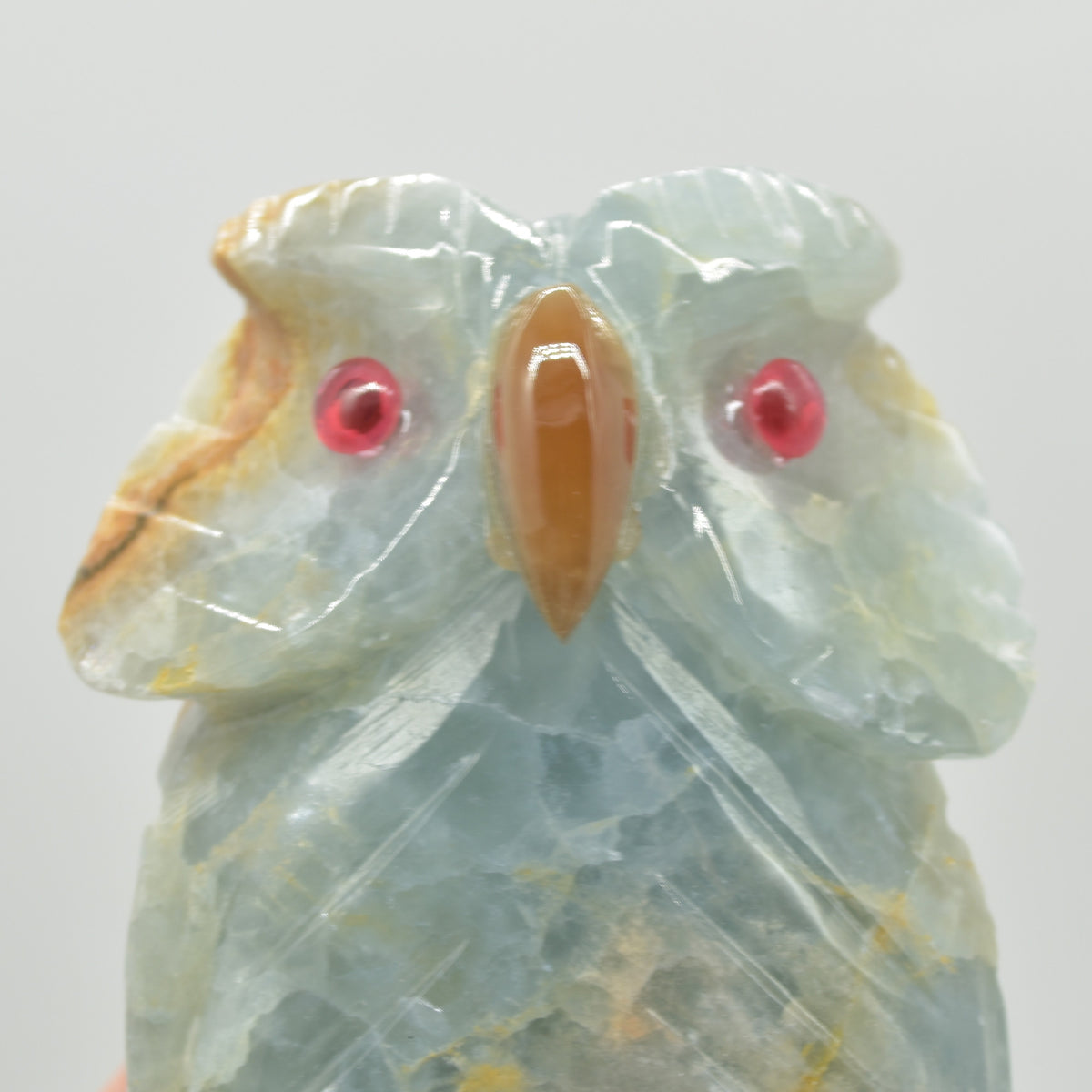 Blue Onyx (Lemurian Aquatine Calcite) Crystal Carved Owl - 287 grams #06