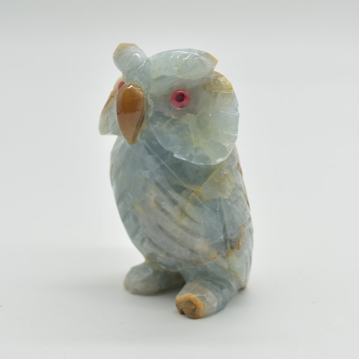 Blue Onyx (Lemurian Aquatine Calcite) Crystal Carved Owl - 287 grams #06