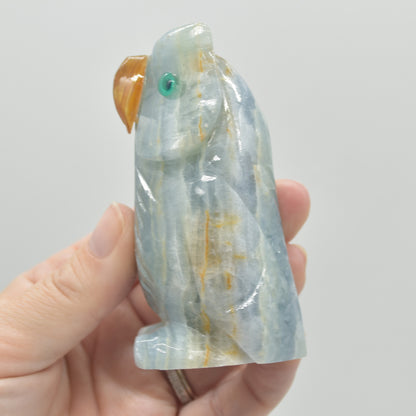 Blue Onyx (Lemurian Aquatine Calcite) Crystal Carved Owl - 250 grams #10