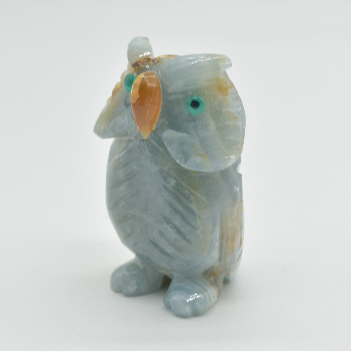 Blue Onyx (Lemurian Aquatine Calcite) Crystal Carved Owl - 250 grams #10