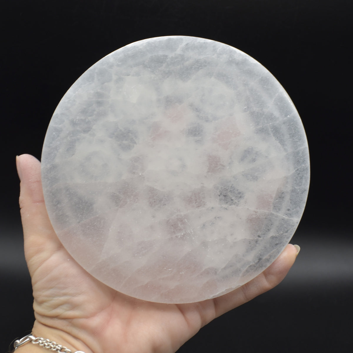 Selenite (Satin Spar) Chakra Round Charging Plate - 1 Count - 12 - 14cm