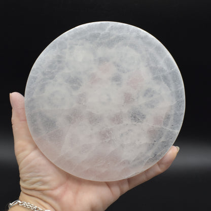 Selenite (Satin Spar) Chakra Round Charging Plate - 1 Count - 12 - 14cm