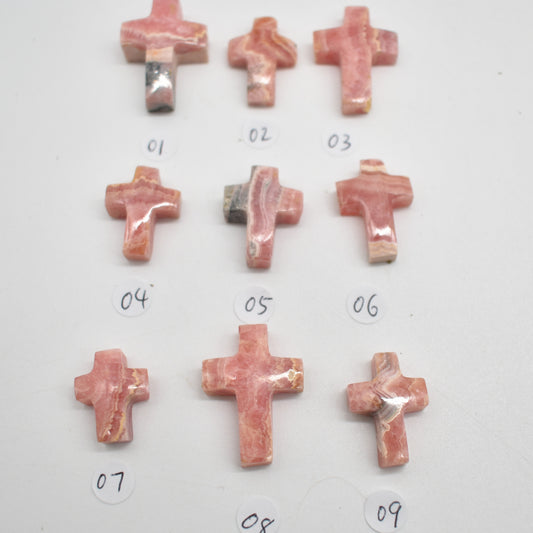 Rhodochrosite Cross Pendant - 9 Options
