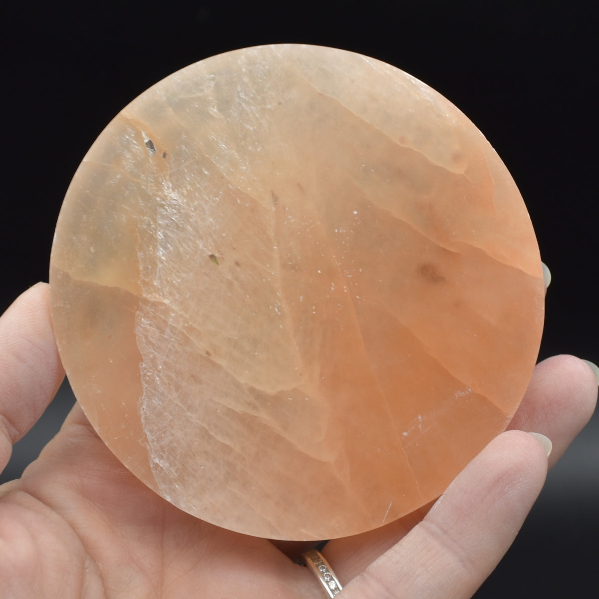 Orange Selenite Flower Grid Round Charging Plate - 1 Count - 8cm