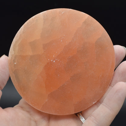 Orange Selenite Flower Grid Round Charging Plate - 1 Count - 8cm