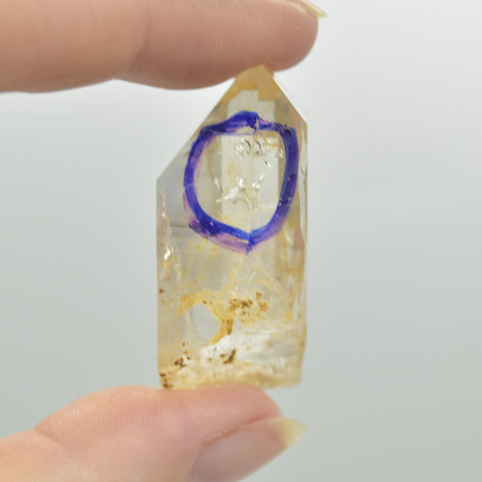 Fluid Inclusion / Enhydro Raw Quartz Point - 14 grams - 1 Count