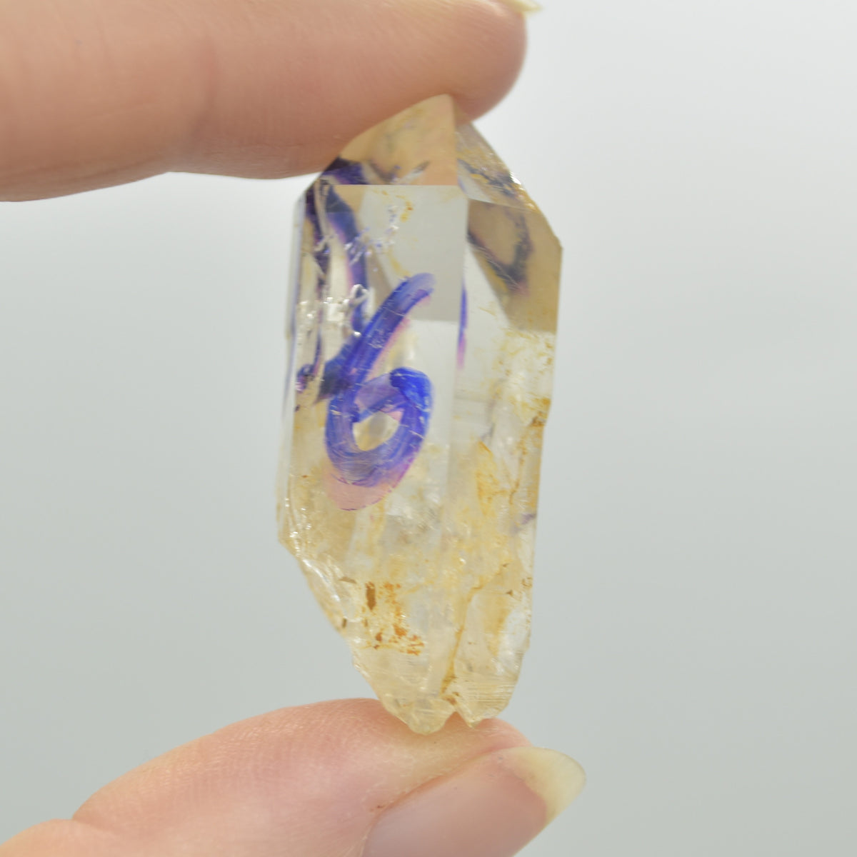 Fluid Inclusion / Enhydro Raw Quartz Point - 14 grams - 1 Count