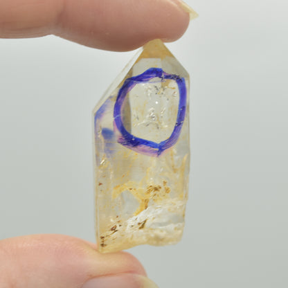 Fluid Inclusion / Enhydro Raw Quartz Point - 14 grams - 1 Count