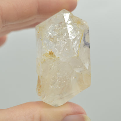 Fluid Inclusion / Enhydro Raw Quartz Point - Moving Black Sand - 69 grams - 1 Count
