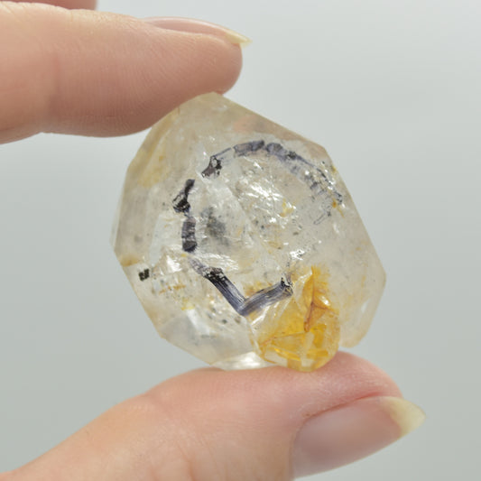 Fluid Inclusion / Enhydro Raw Quartz Point with moving black sand - 19 grams - 1 Count