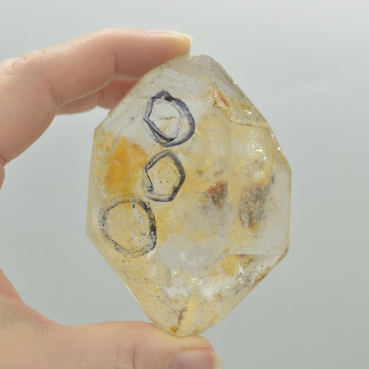 Fluid Inclusion / Enhydro Raw Quartz Point - with moving black sand - 176 grams - 1 Count