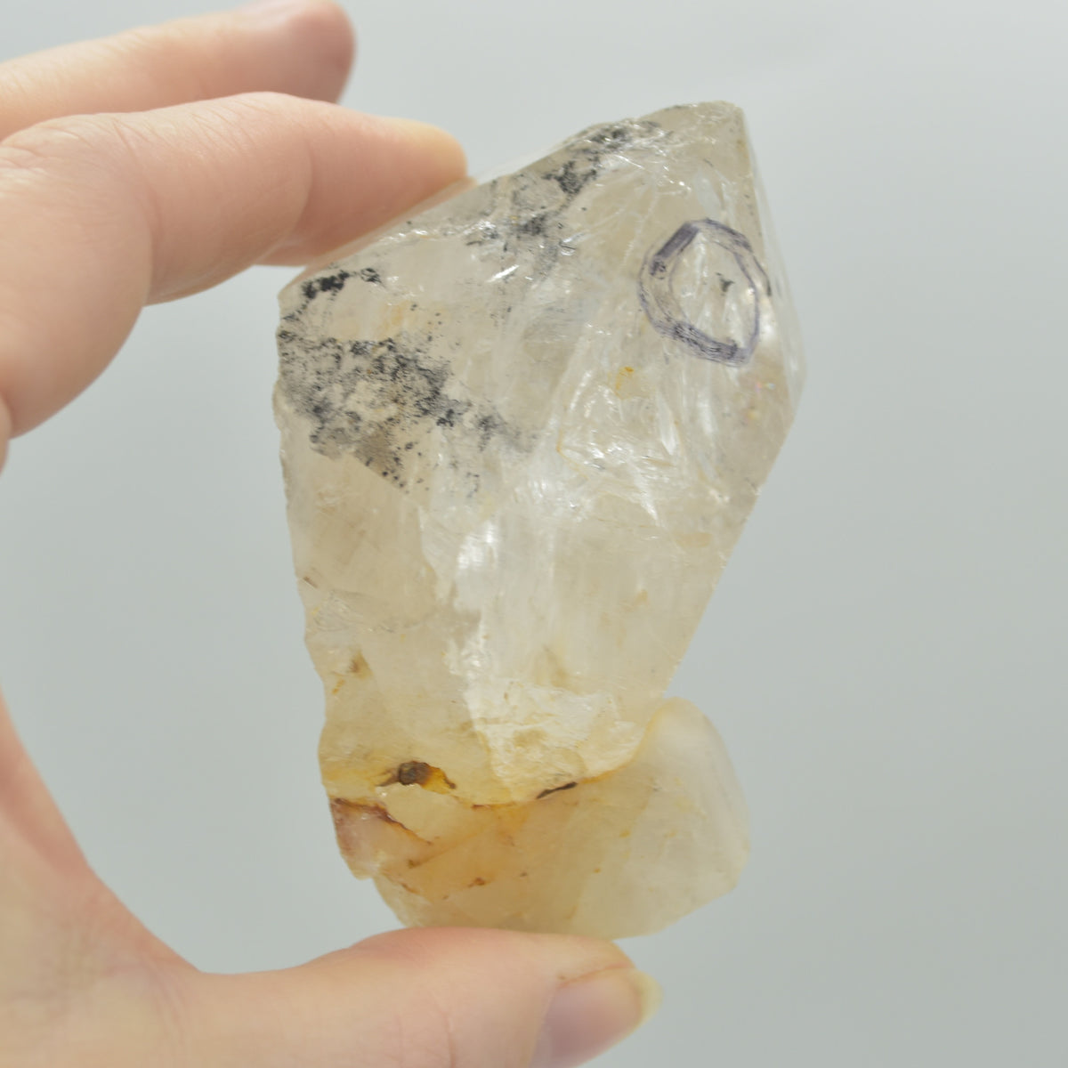 Fluid Inclusion / Enhydro Raw Quartz Point - with moving black sand - 162 grams - 1 Count
