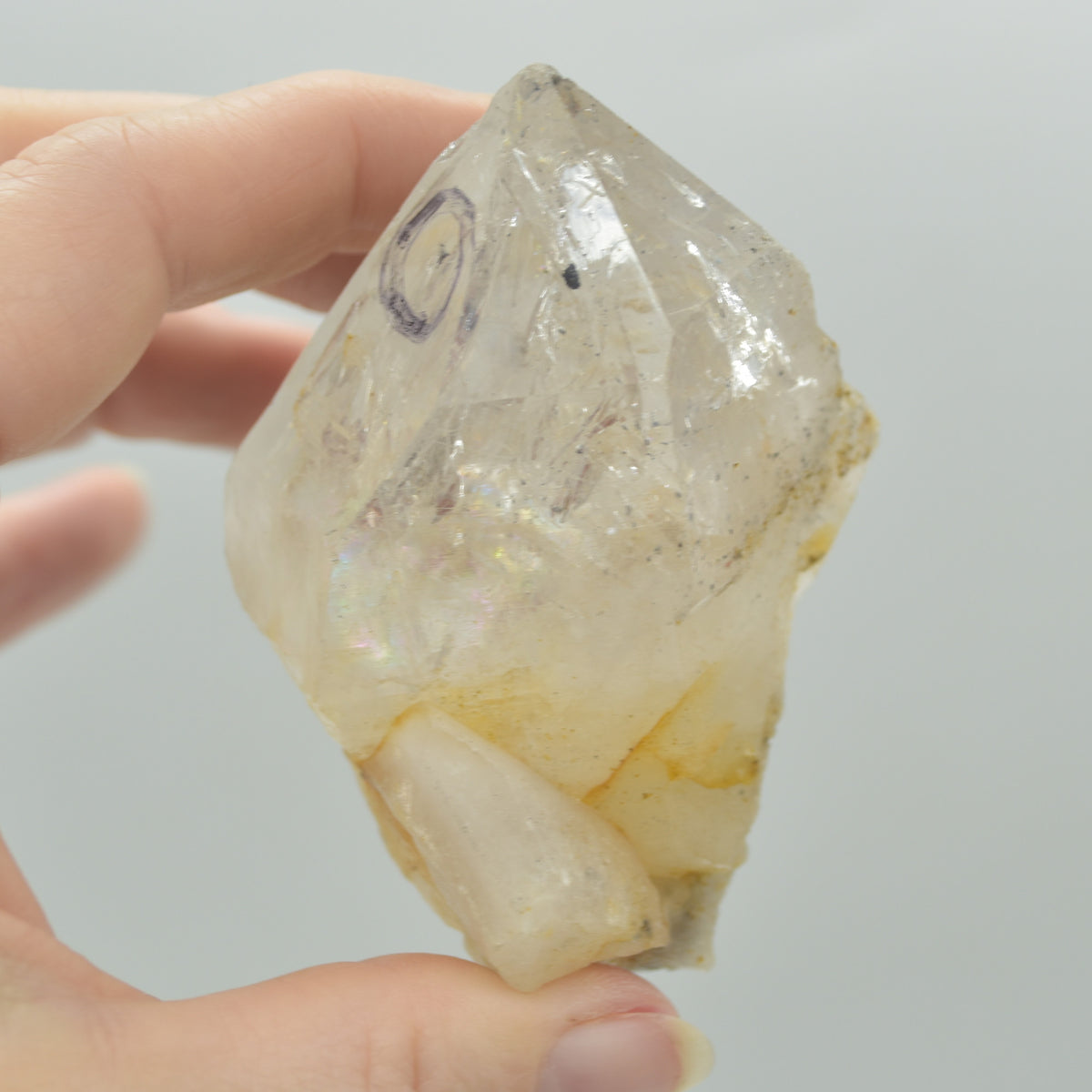 Fluid Inclusion / Enhydro Raw Quartz Point - with moving black sand - 162 grams - 1 Count