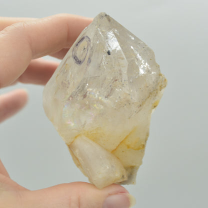 Fluid Inclusion / Enhydro Raw Quartz Point - with moving black sand - 162 grams - 1 Count