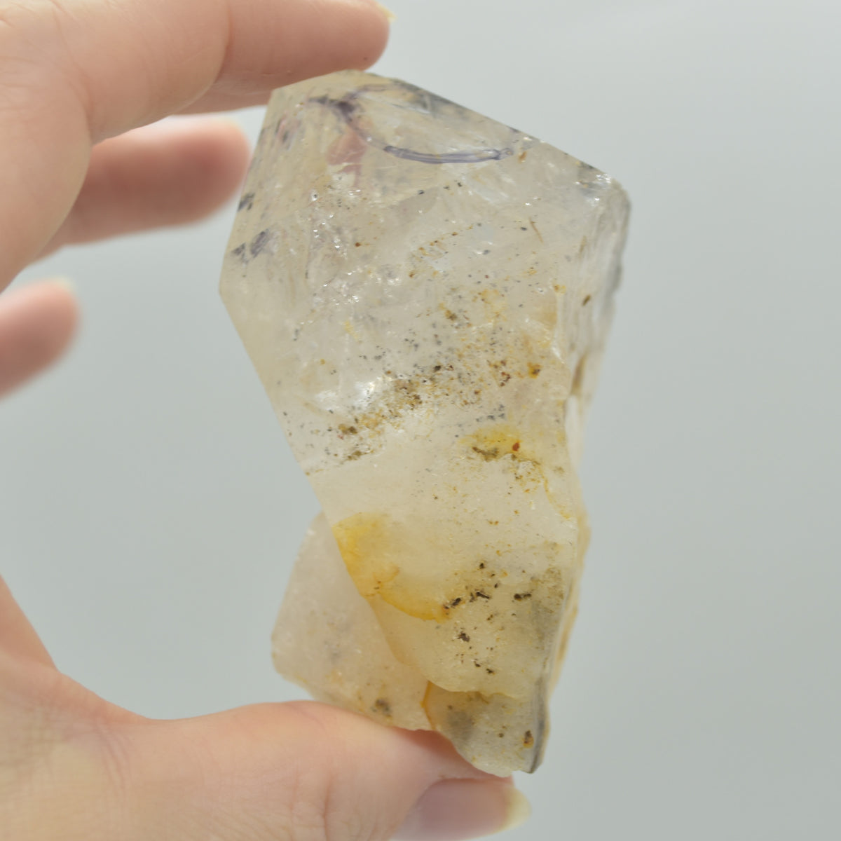 Fluid Inclusion / Enhydro Raw Quartz Point - with moving black sand - 162 grams - 1 Count