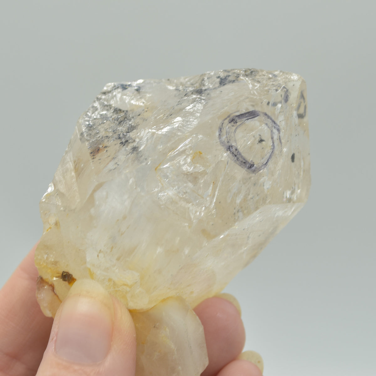Fluid Inclusion / Enhydro Raw Quartz Point - with moving black sand - 162 grams - 1 Count