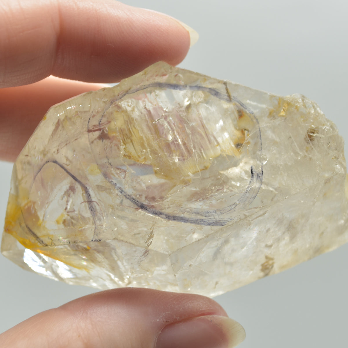 Fluid Inclusion / Enhydro Raw Quartz Point - 57 grams - 1 Count