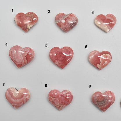 Rhodochrosite Crystal Heart from Argentina - 1 Count - 9 Choices
